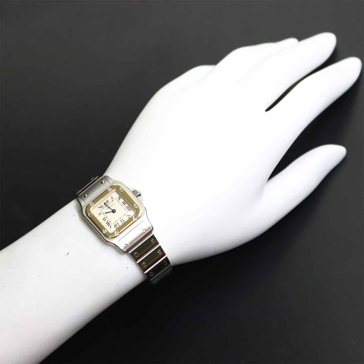 Cartier Santos Galbee SM Combination Watch Ivory 18k Yellow Gold Quartz — view 3