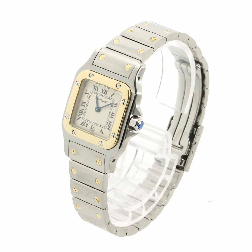 Cartier Santos Galbee SM Combination Watch Ivory 18k Yellow Gold Quartz — view 2