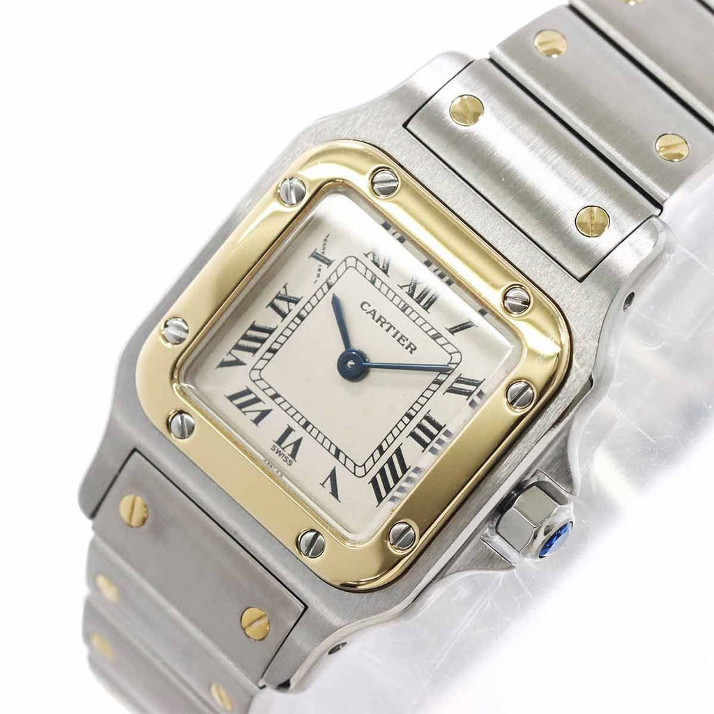 Cartier Santos Galbee SM Combination Watch Ivory 18k Yellow Gold Quartz — view 7
