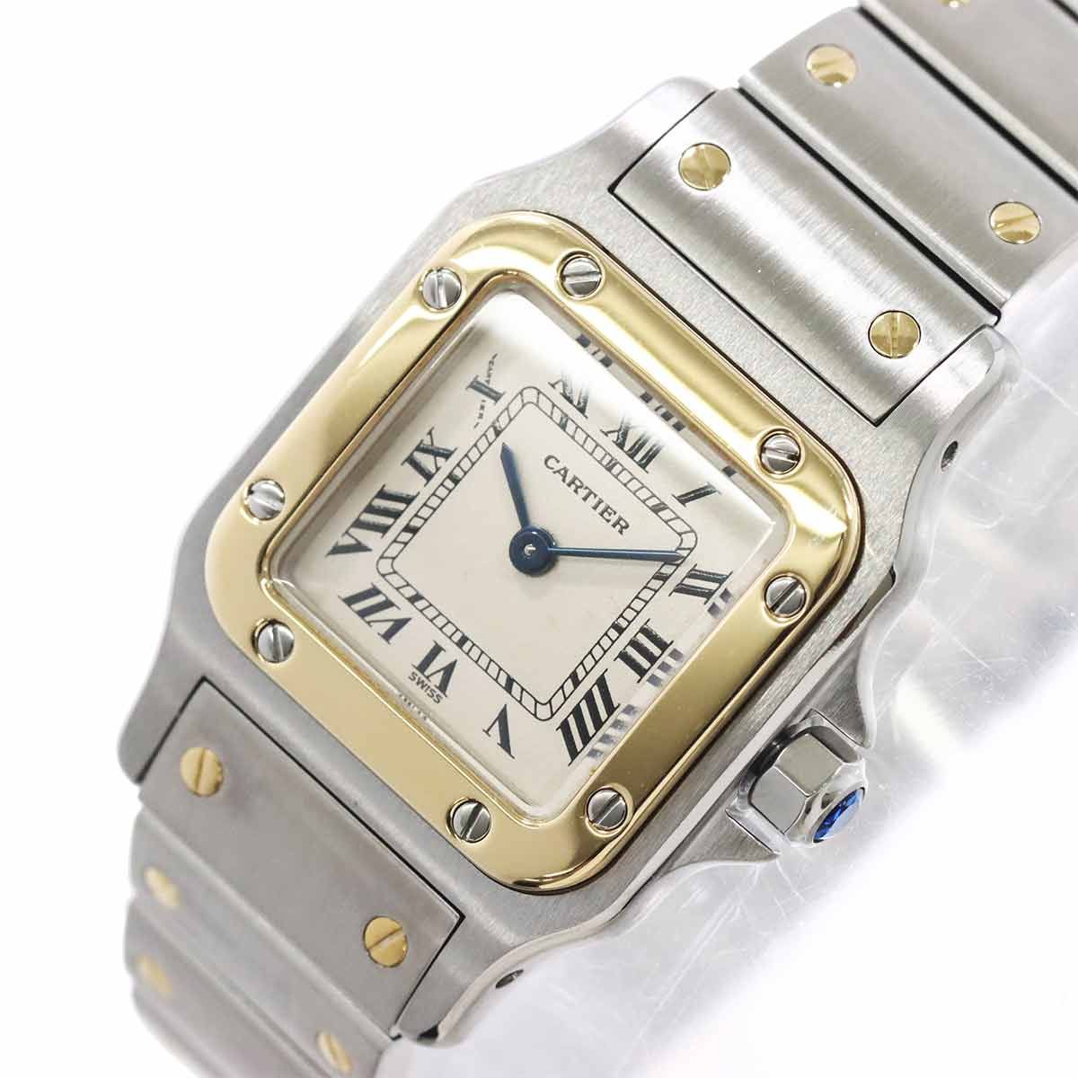 Cartier Santos Galbee SM Combination Watch Ivory 18k Yellow Gold Quartz — view 7