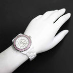 Chanel 42 Watch Date Diamond Pink Saffiano Bezel White Ceramic Automatic Winding — view 4