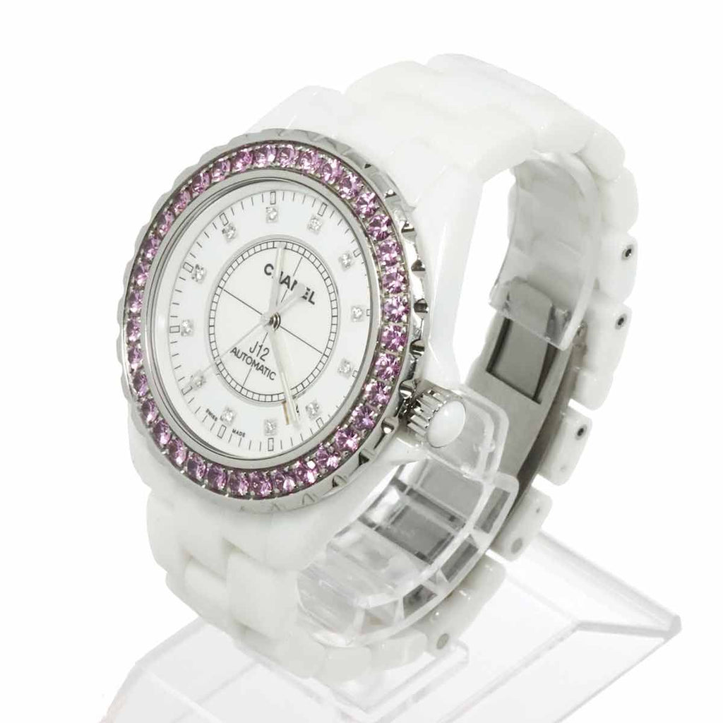 Chanel 42 Watch Date Diamond Pink Saffiano Bezel White Ceramic Automatic Winding — view 3
