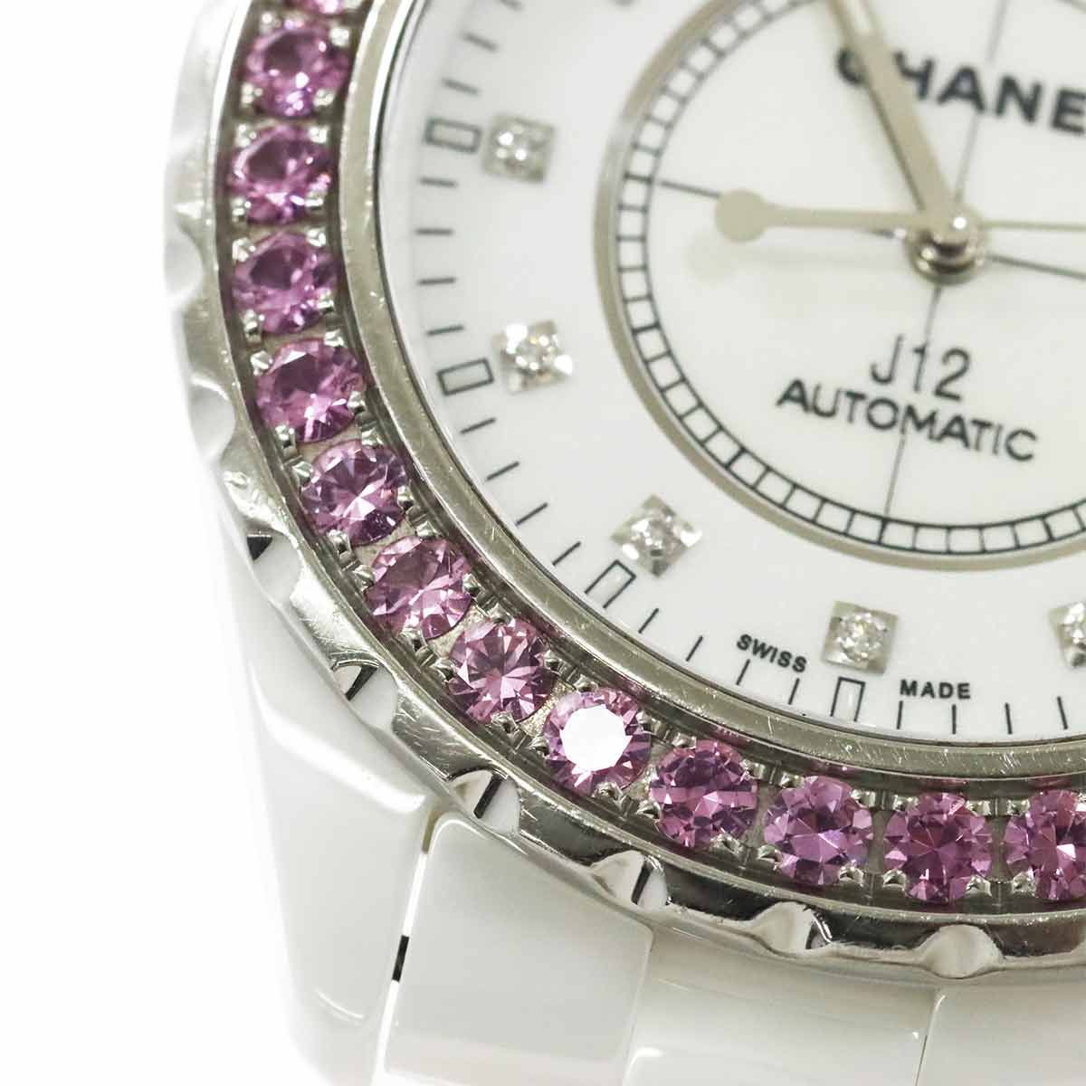 Chanel 42 Watch Date Diamond Pink Saffiano Bezel White Ceramic Automatic Winding — view 8