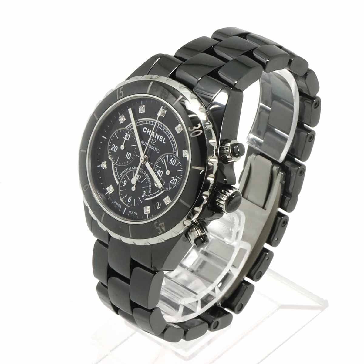 Chanel 41 Chronograph Watch Diamond Date Black Ceramic Automatic Winding — view 3