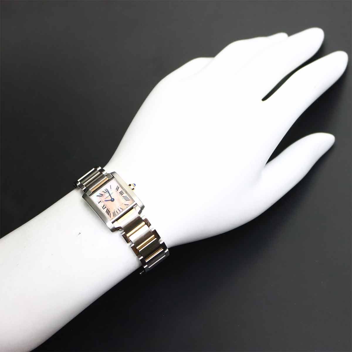 Cartier Tank Francaise SM Watch Pink Shell 18k Gold Quartz — view 3