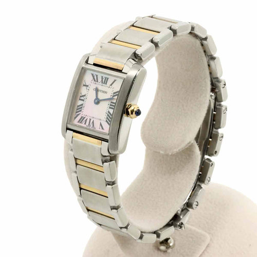 Cartier Tank Francaise SM Watch Pink Shell 18k Gold Quartz — view 2