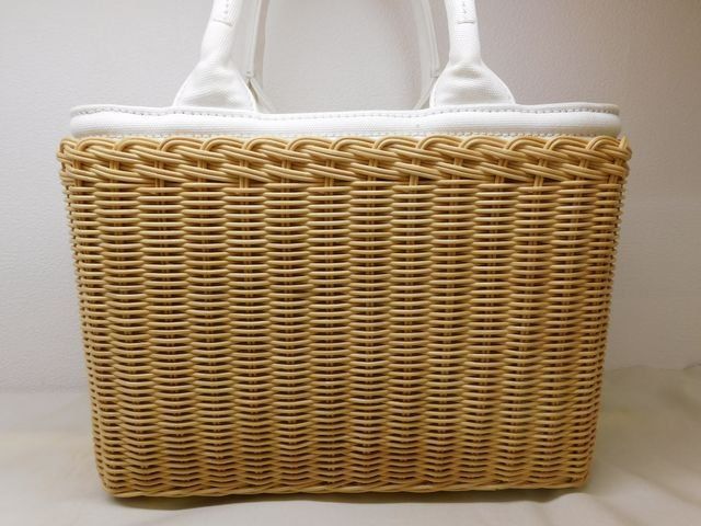 Prada Canapa Basket Bag Wicker 2-Way Natural White — view 2
