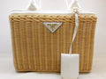 Prada Canapa Basket Bag Wicker 2-Way Natural White