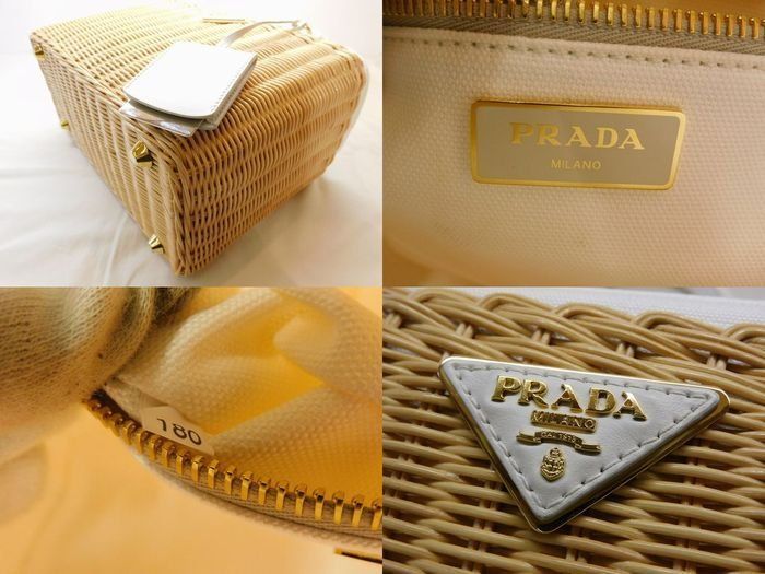 Prada Canapa Basket Bag Wicker 2-Way Natural White — view 5