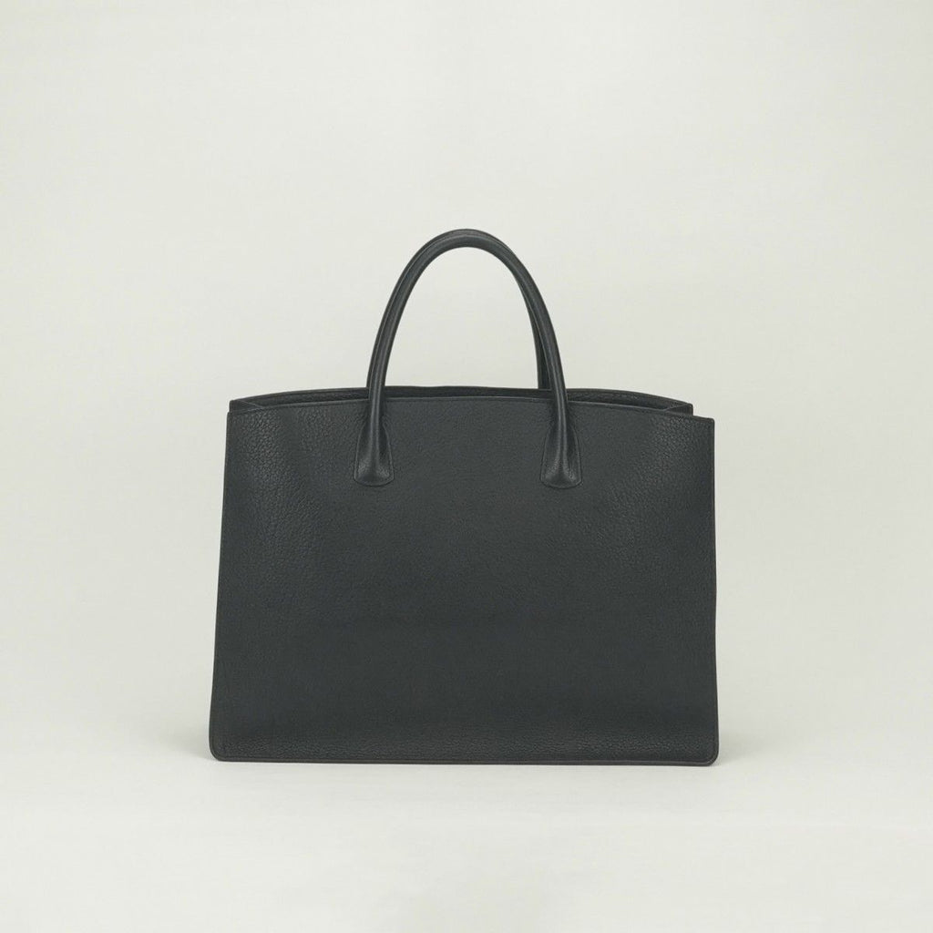 Hermes White Bus GM Business Briefcase Togo Noir Black Gold — view 3