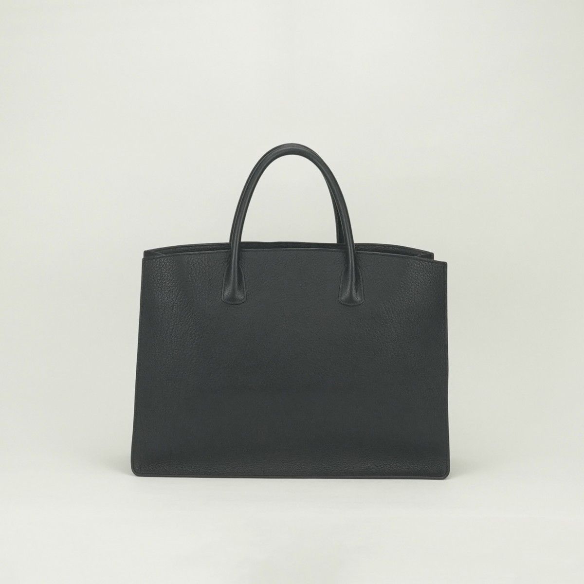 Hermes White Bus GM Business Briefcase Togo Noir Black Gold — view 3