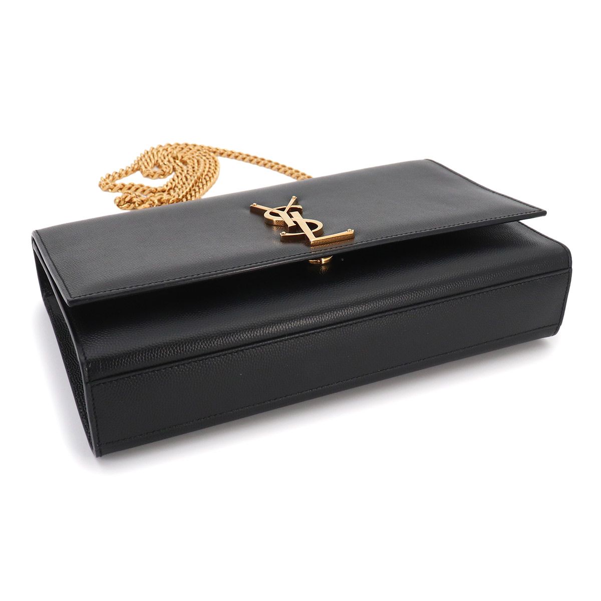 Saint Laurent Kate Chain Shoulder Bag Leather Black Medium — view 5