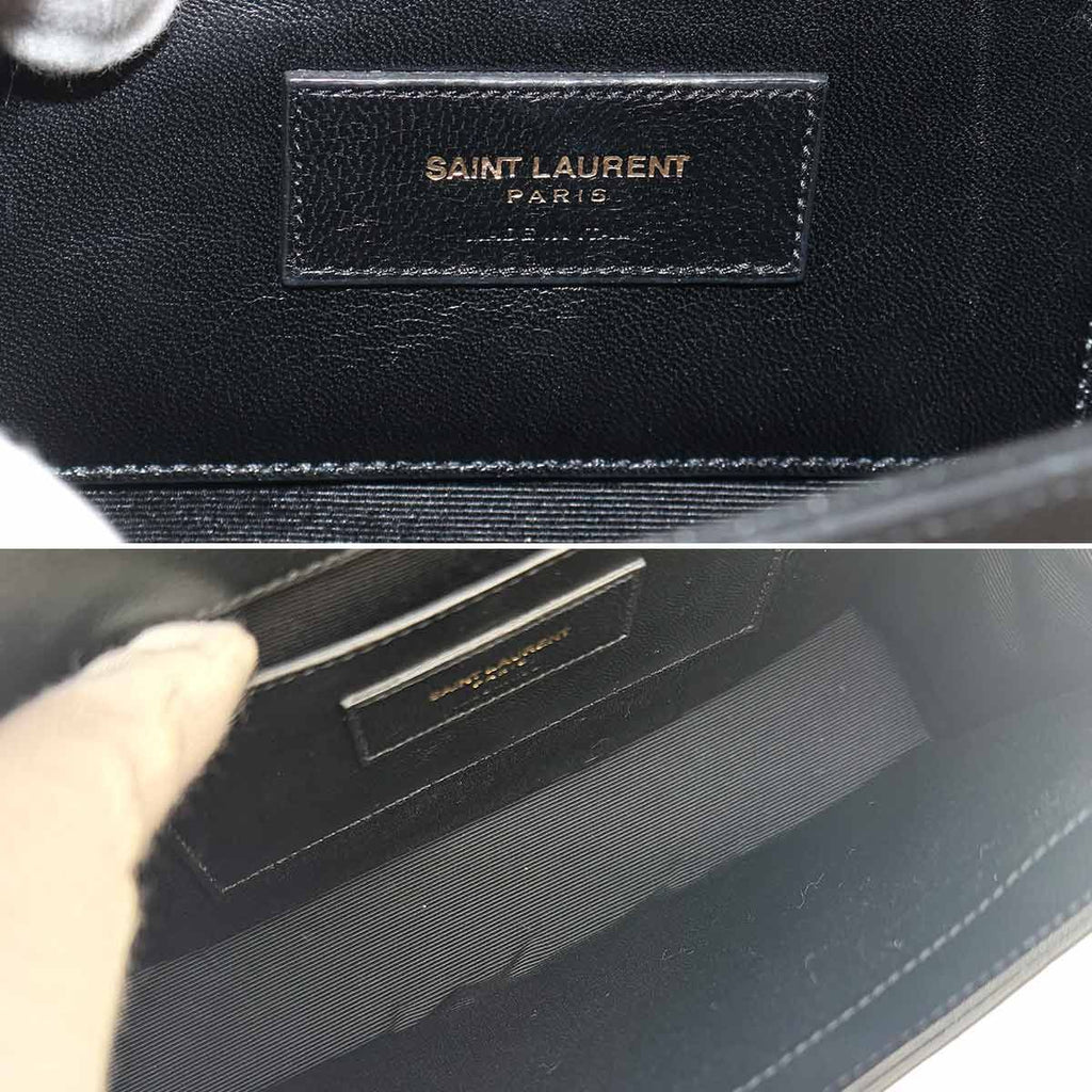 Saint Laurent Kate Chain Shoulder Bag Leather Black Medium — view 8