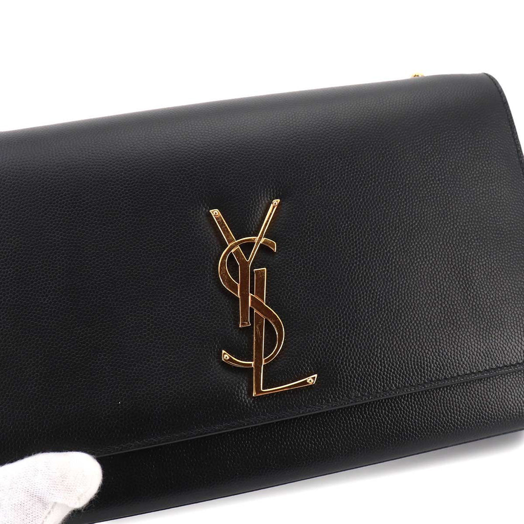 Saint Laurent Kate Chain Shoulder Bag Leather Black Medium — view 9
