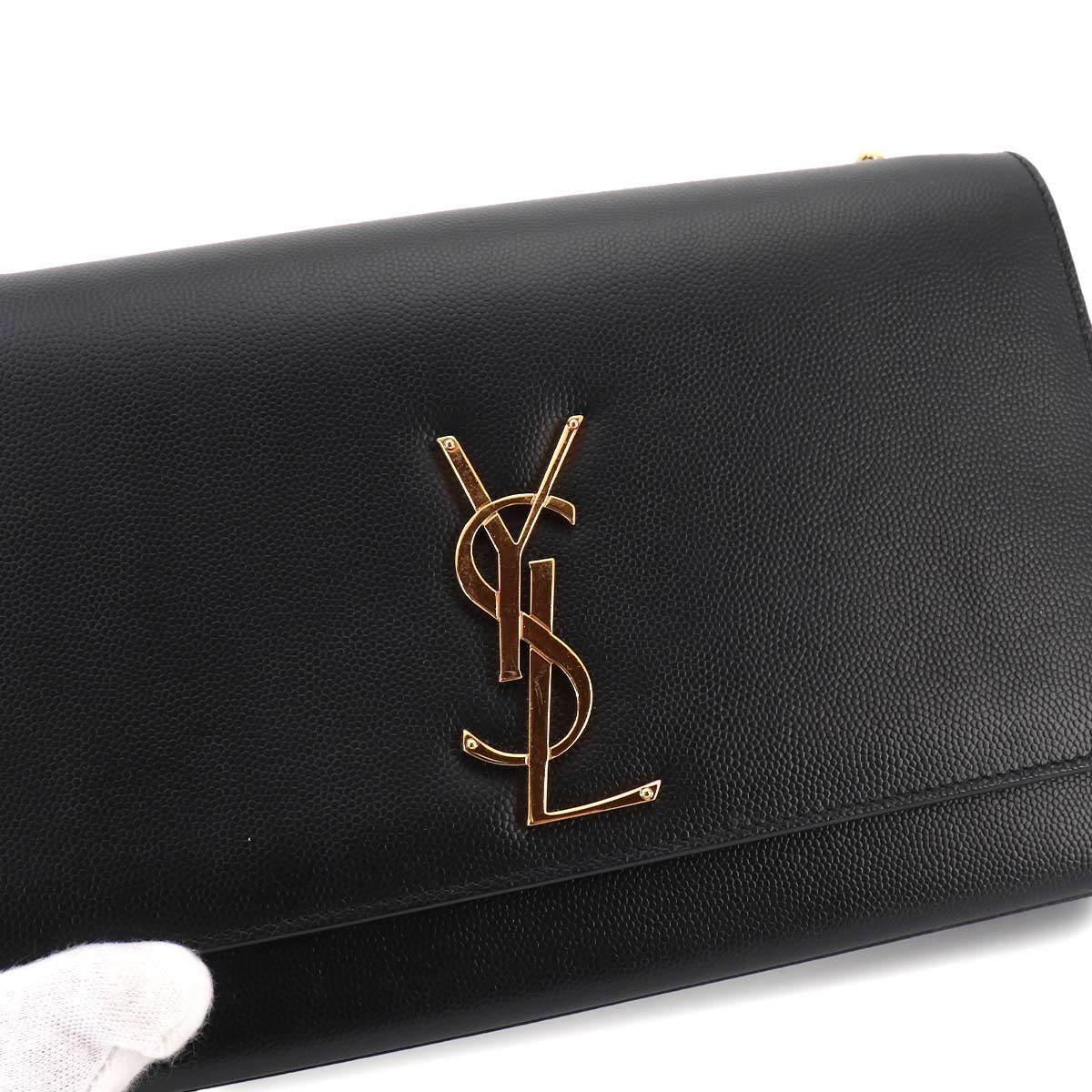 Saint Laurent Kate Chain Shoulder Bag Leather Black Medium — view 9