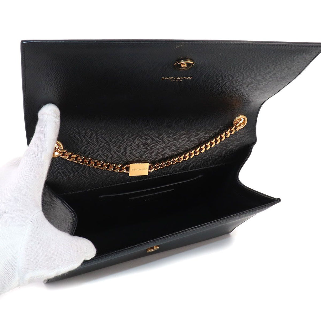 Saint Laurent Kate Chain Shoulder Bag Leather Black Medium — view 7