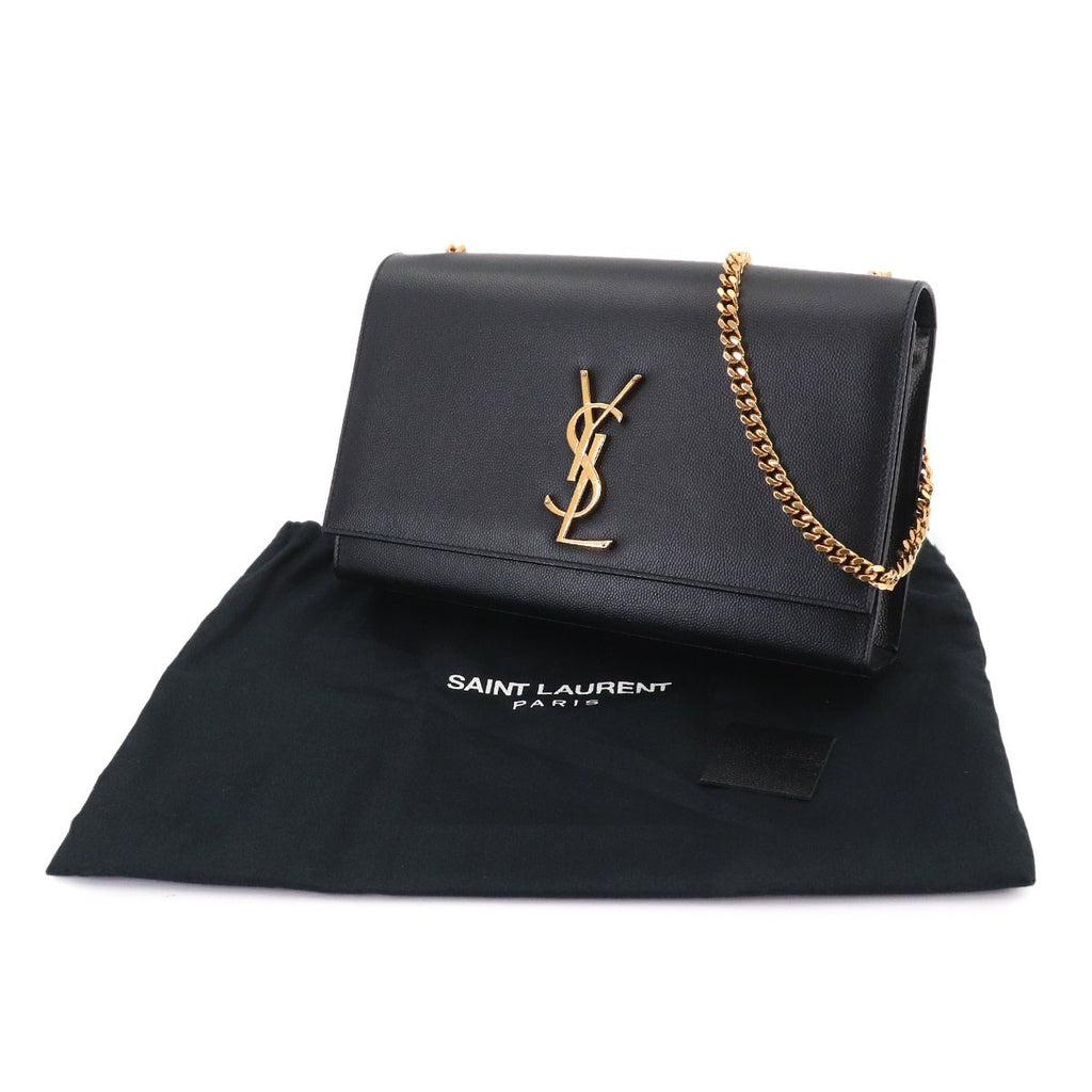 Saint Laurent Kate Chain Shoulder Bag Leather Black Medium — view 2