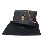 Saint Laurent Kate Chain Shoulder Bag Leather Black Medium — view 2