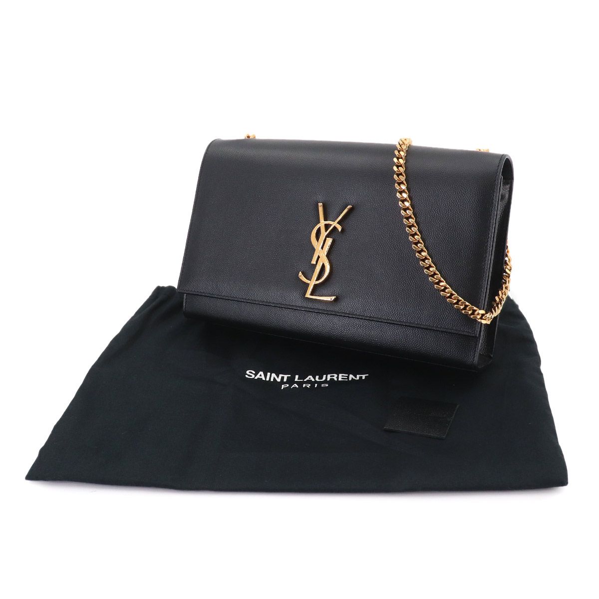 Saint Laurent Kate Chain Shoulder Bag Leather Black Medium — view 2