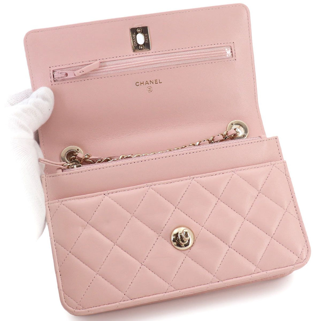 Chanel Trendy CC Chain Wallet Lambskin Pink Gold Shoulder — view 6