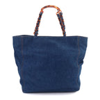Chanel Tortoiseshell Plastic Chain Tote Denim Blue CC Logo Vintage — view 2