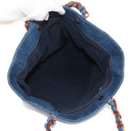 Chanel Tortoiseshell Plastic Chain Tote Denim Blue CC Logo Vintage — view 6