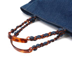 Chanel Tortoiseshell Plastic Chain Tote Denim Blue CC Logo Vintage — view 5