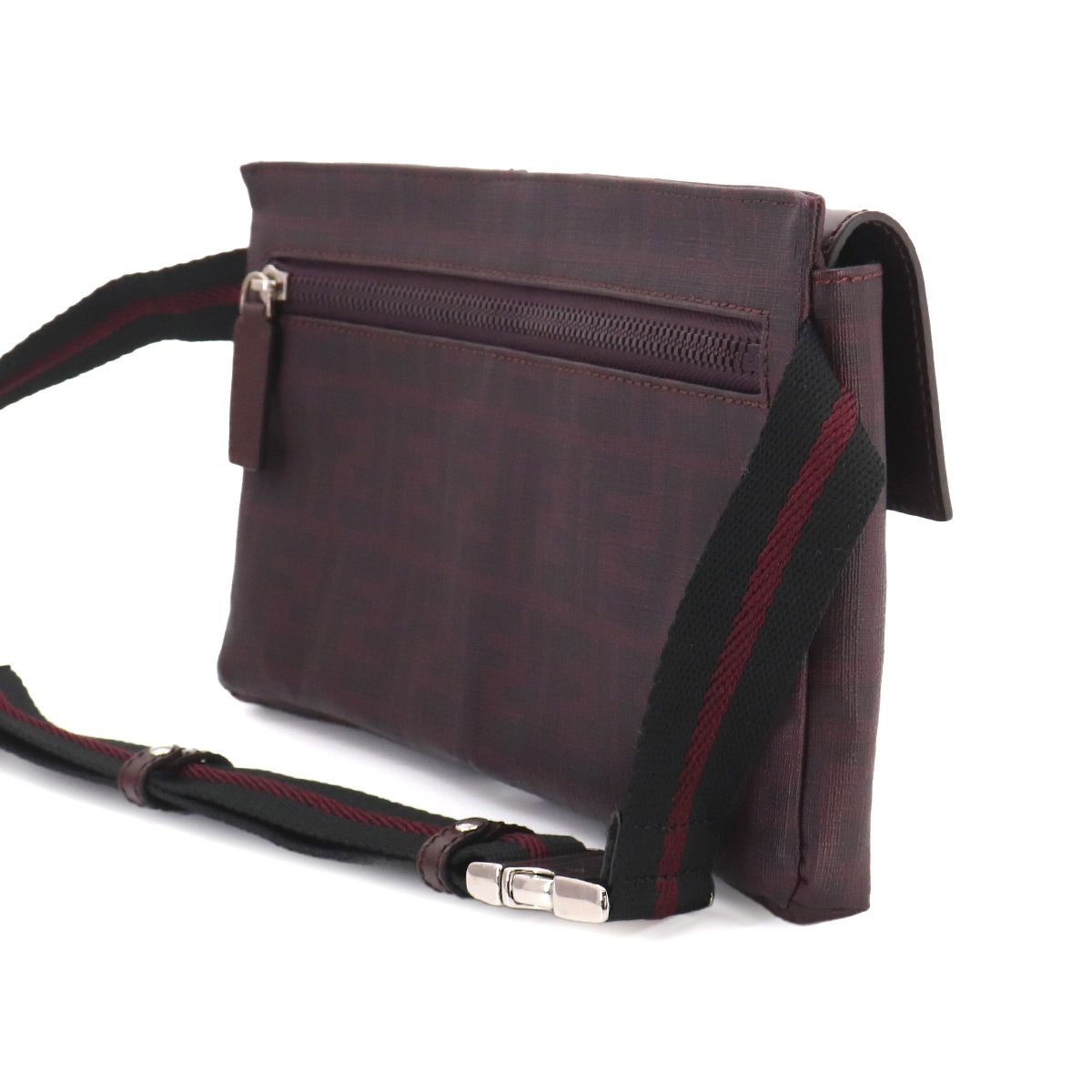 Fendi Zucca Belt Bag Leather Bordeaux Silver — view 3