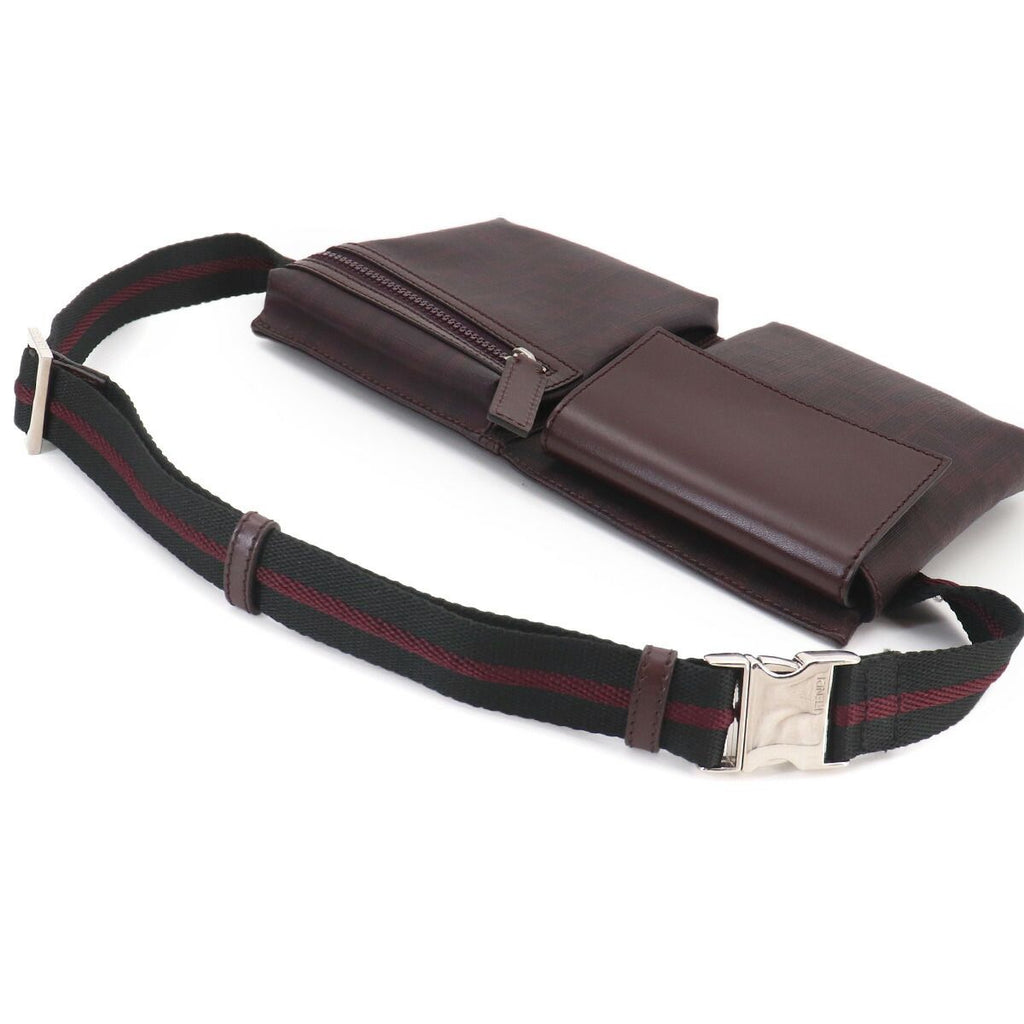 Fendi Zucca Belt Bag Leather Bordeaux Silver — view 5