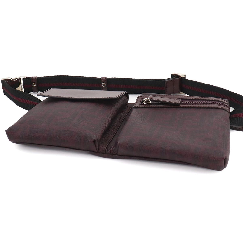Fendi Zucca Belt Bag Leather Bordeaux Silver — view 4