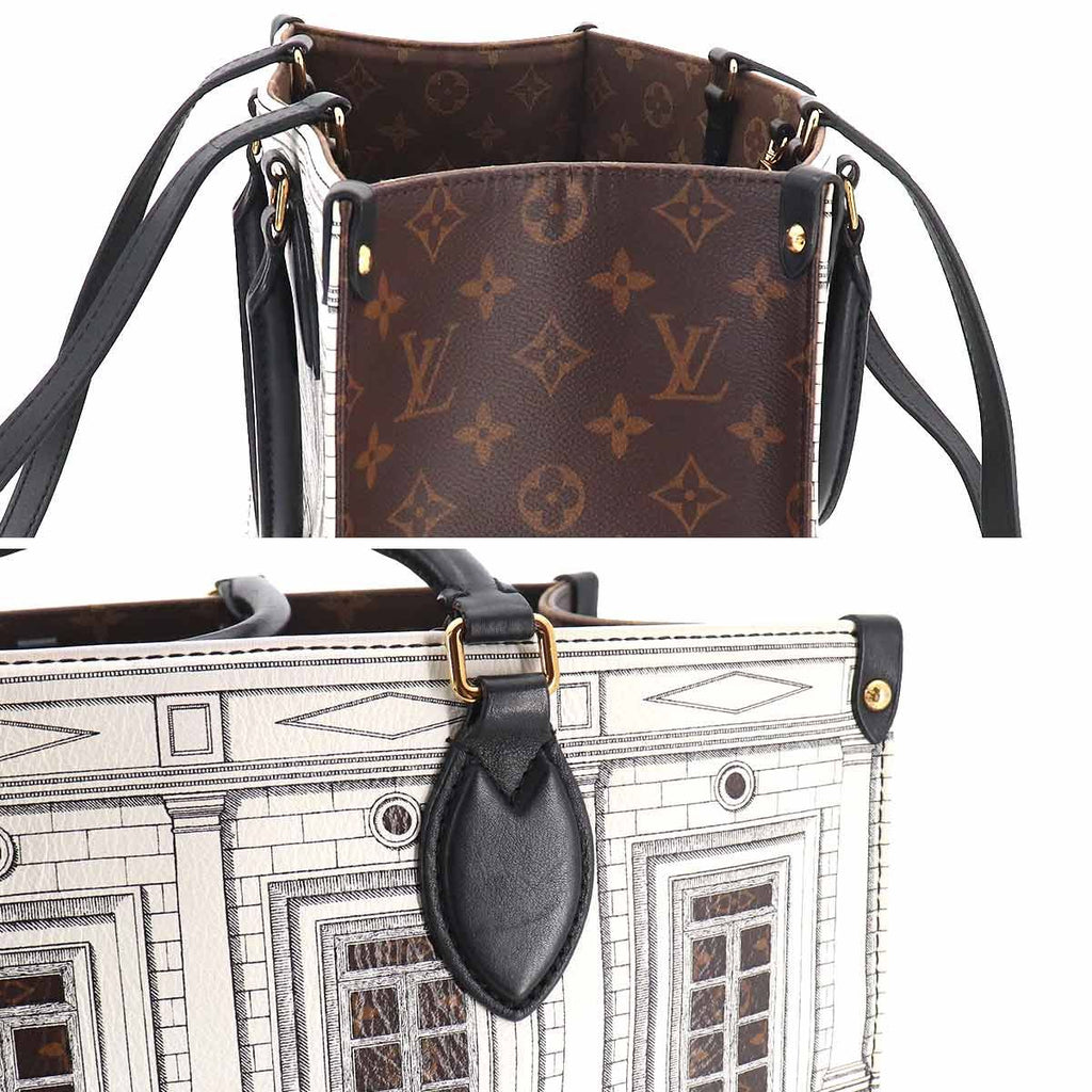 Louis Vuitton Fornasetti On The Go MM 2-Way Tote Shoulder Bag Monogram Leather — view 9
