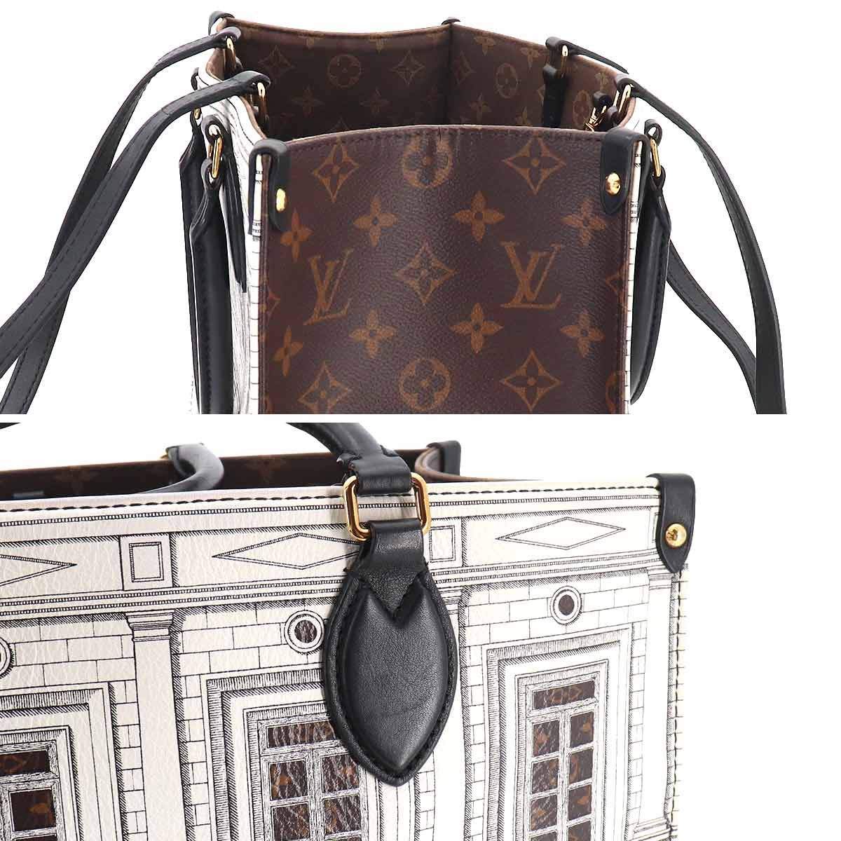 Louis Vuitton Fornasetti On The Go MM 2-Way Tote Shoulder Bag Monogram Leather — view 9
