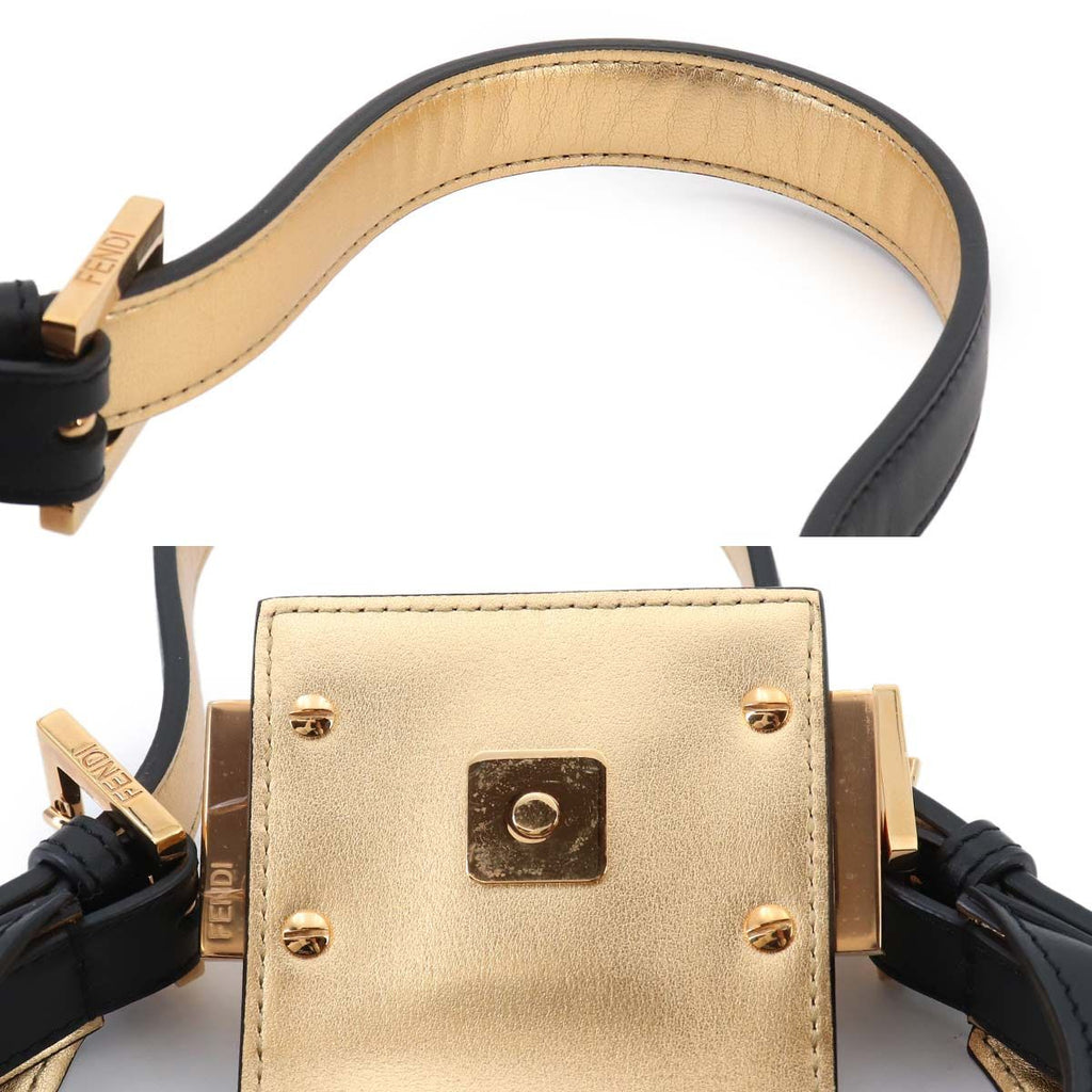 Fendi Cookie Mini Hand Bag Leather Black Gold — view 8