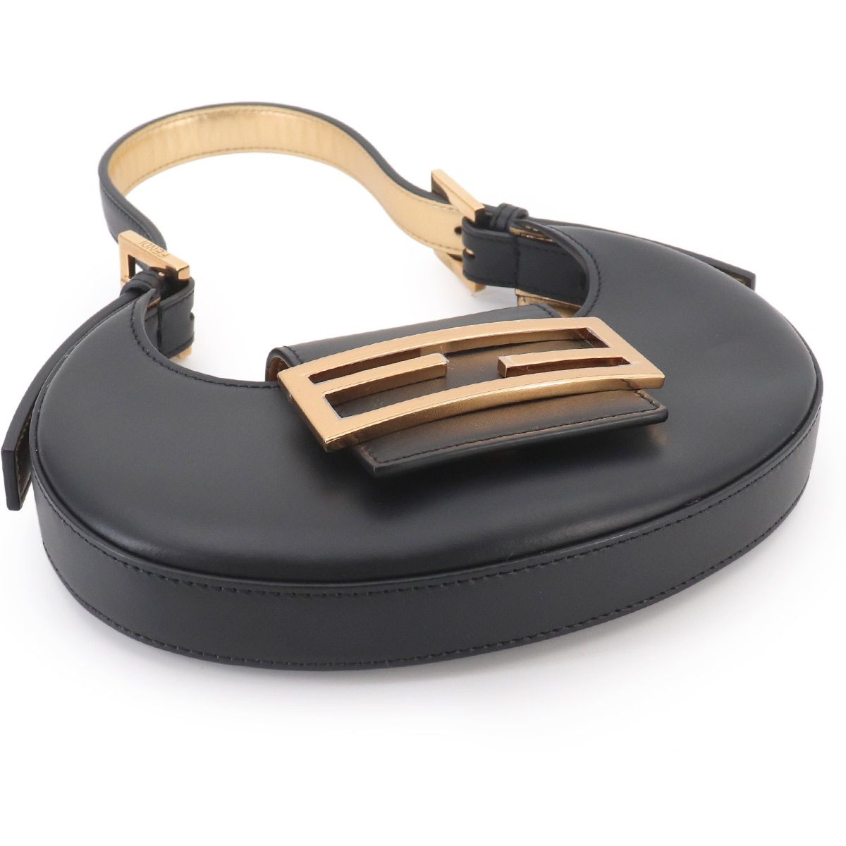 Fendi Cookie Mini Hand Bag Leather Black Gold — view 4