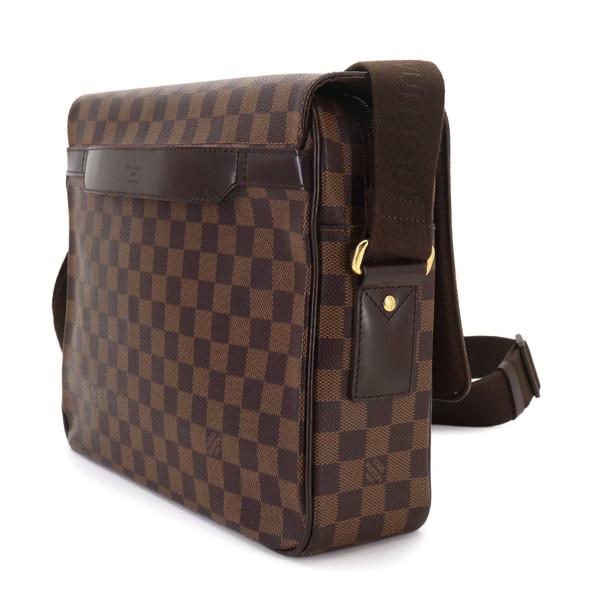 Louis Vuitton Damier Shelton MM Shoulder Bag Ebene Brown Gold — view 3