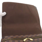 Louis Vuitton Damier Shelton MM Shoulder Bag Ebene Brown Gold — view 6
