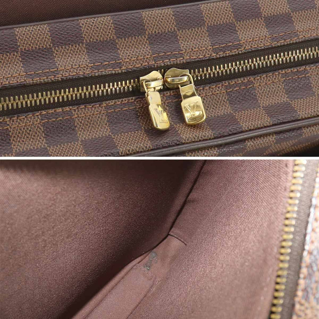 Louis Vuitton Damier Shelton MM Shoulder Bag Ebene Brown Gold — view 9