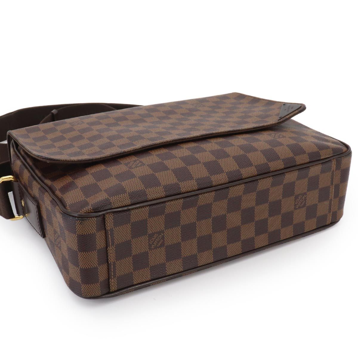 Louis Vuitton Damier Shelton MM Shoulder Bag Ebene Brown Gold — view 4