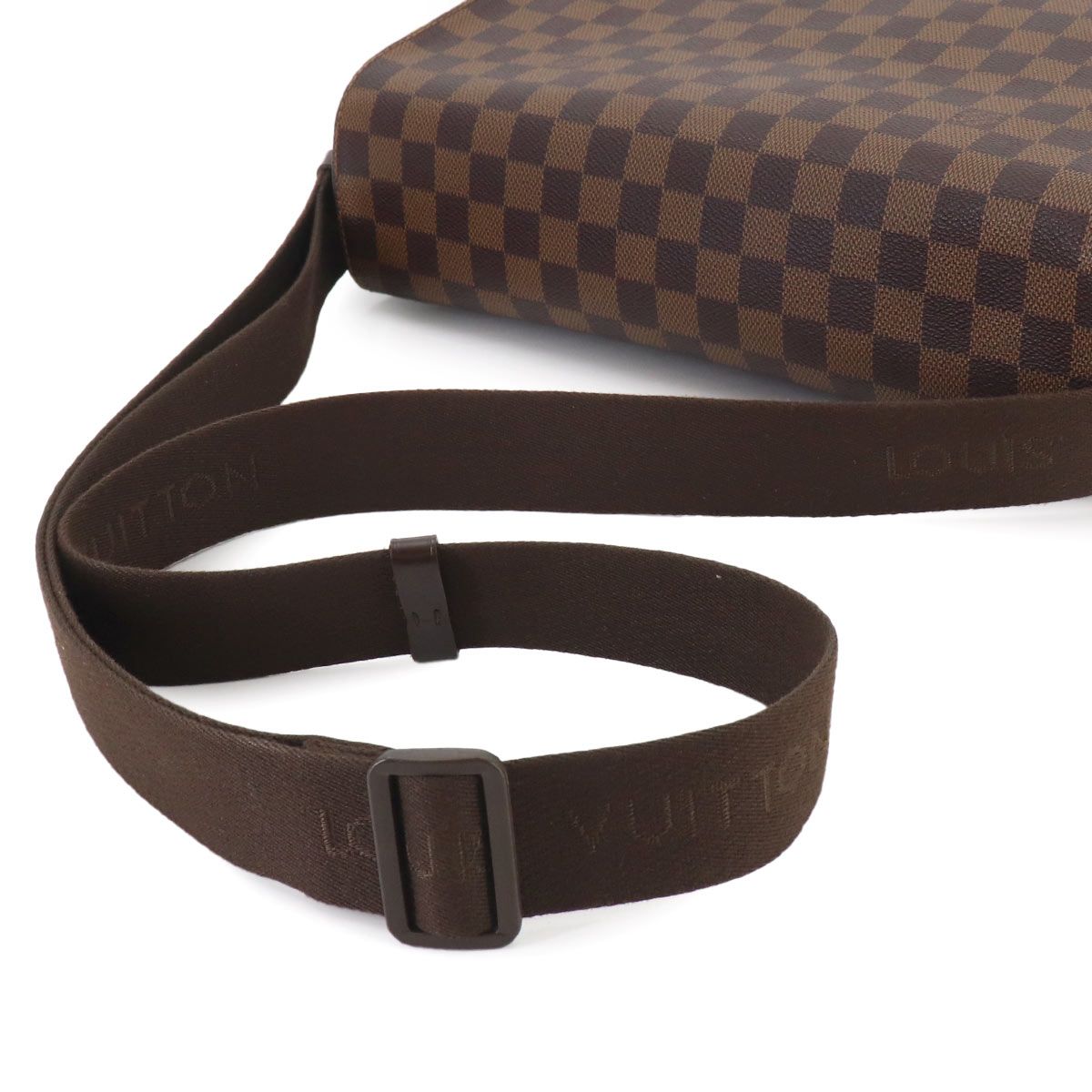 Louis Vuitton Damier Shelton MM Shoulder Bag Ebene Brown Gold — view 5