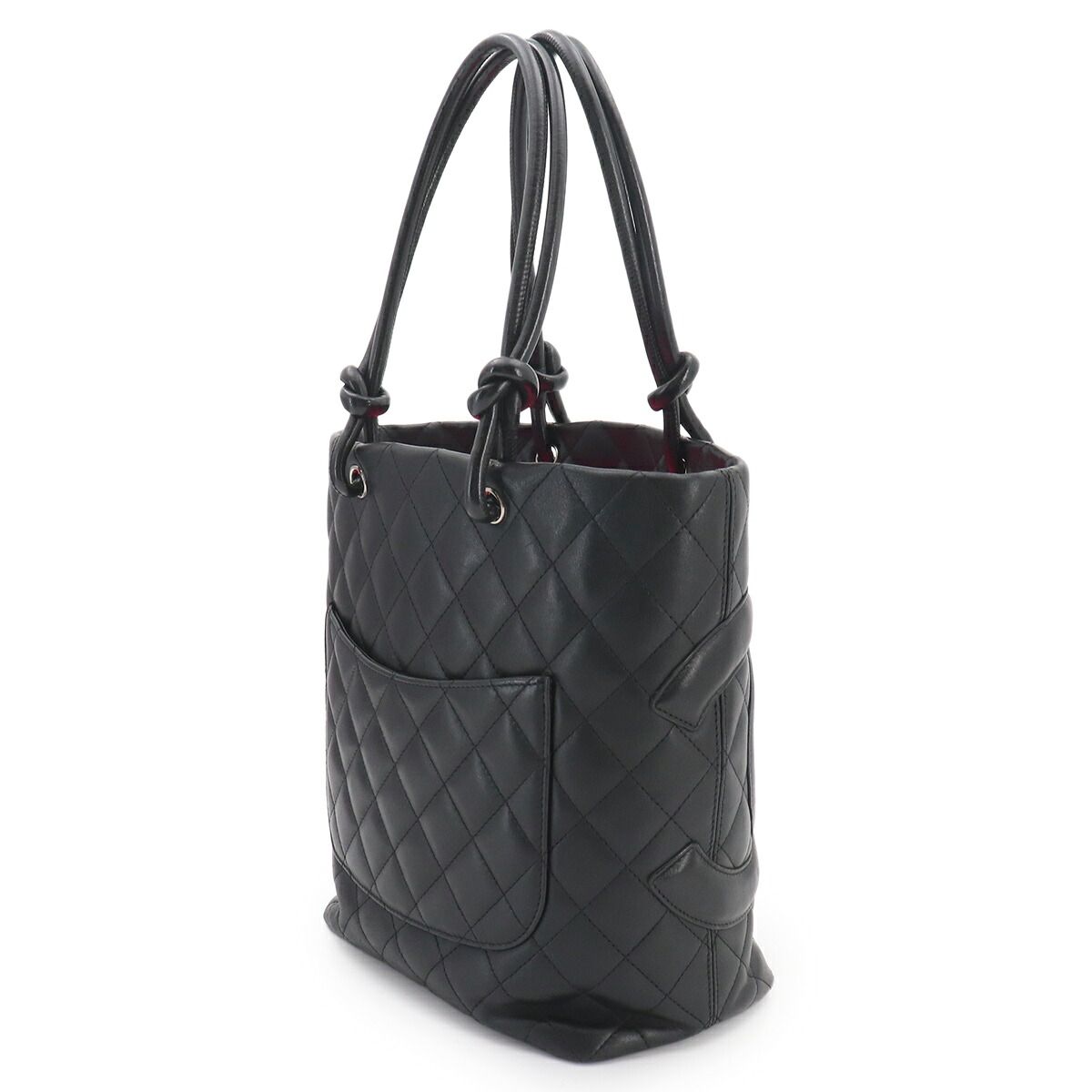 Chanel Cambon Line Tote Calfskin Black Silver — view 3