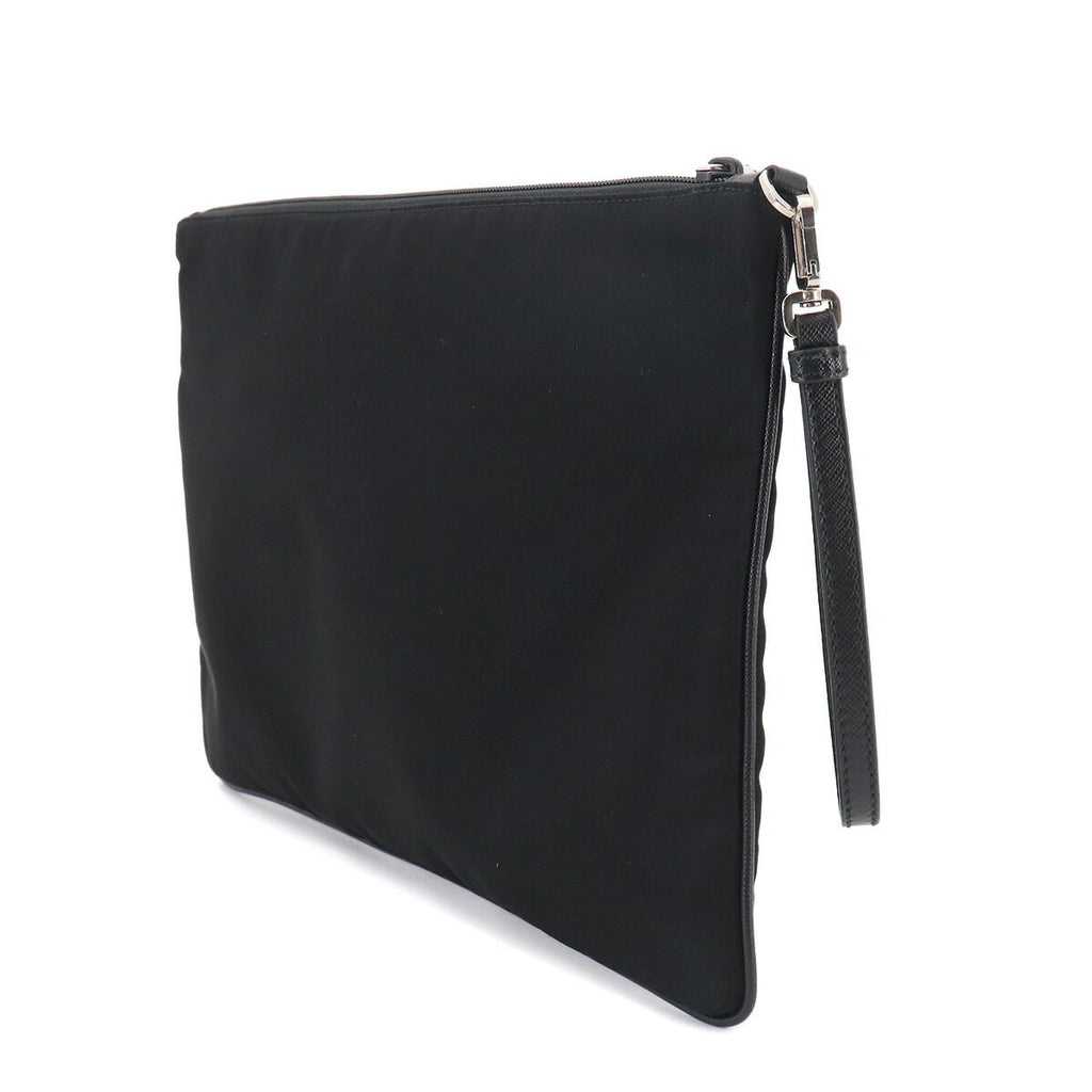 Prada Clutch Nylon Saffiano Leather Black — view 3