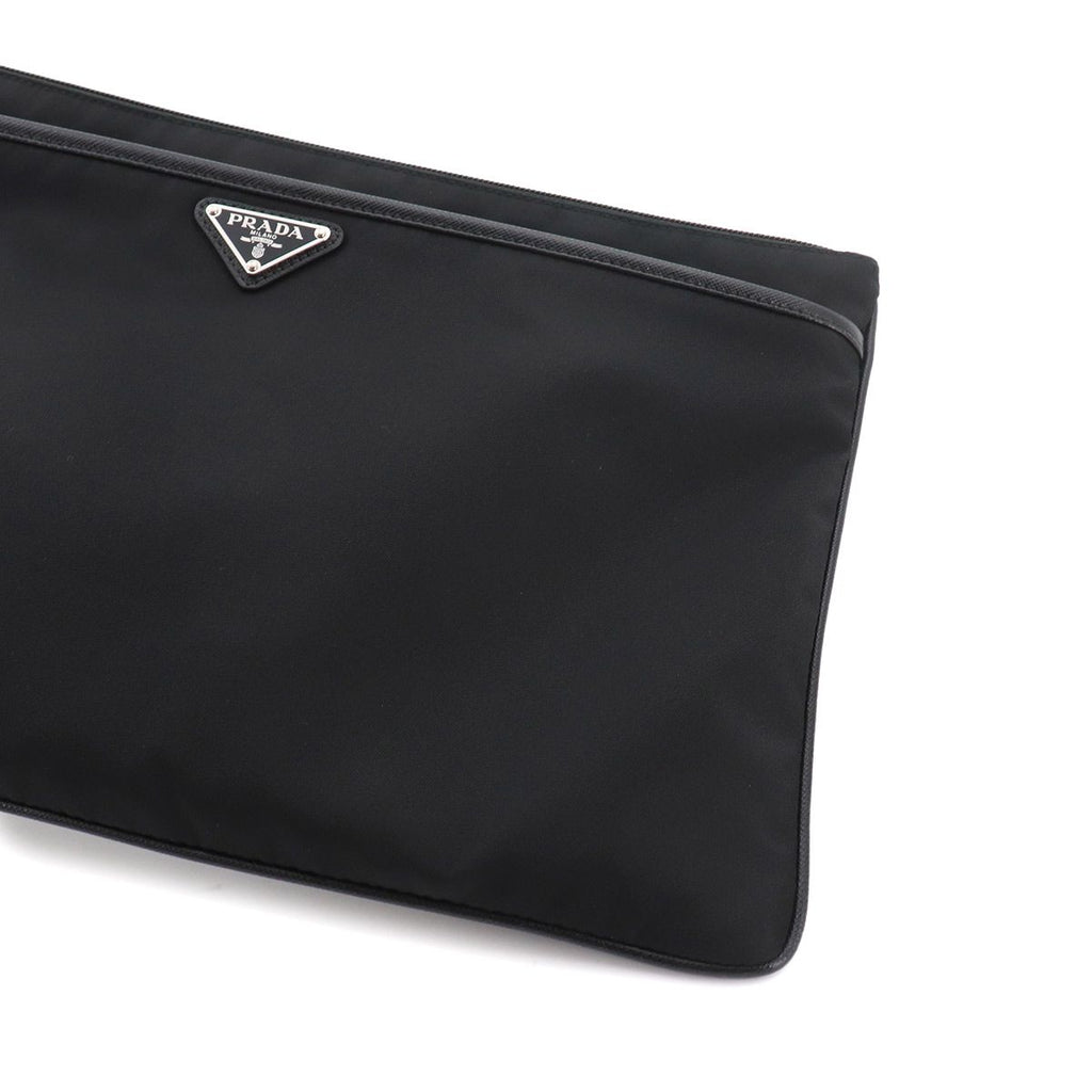 Prada Clutch Nylon Saffiano Leather Black — view 8