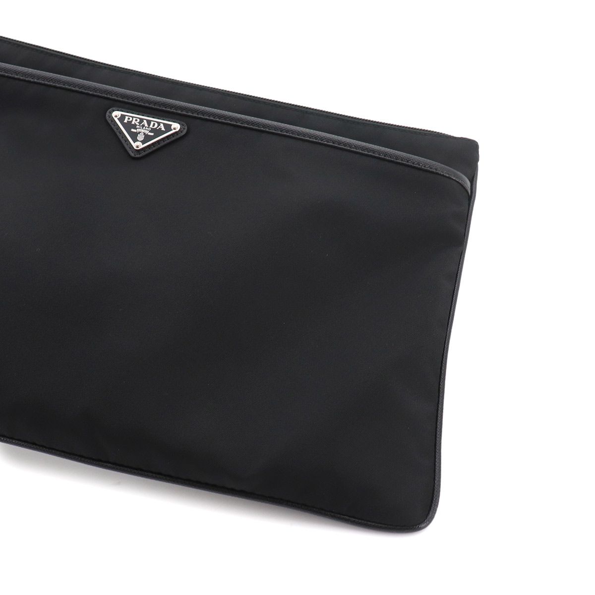 Prada Clutch Nylon Saffiano Leather Black — view 8