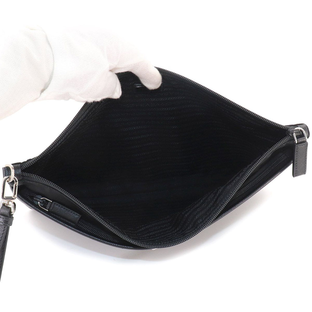 Prada Clutch Nylon Saffiano Leather Black — view 6