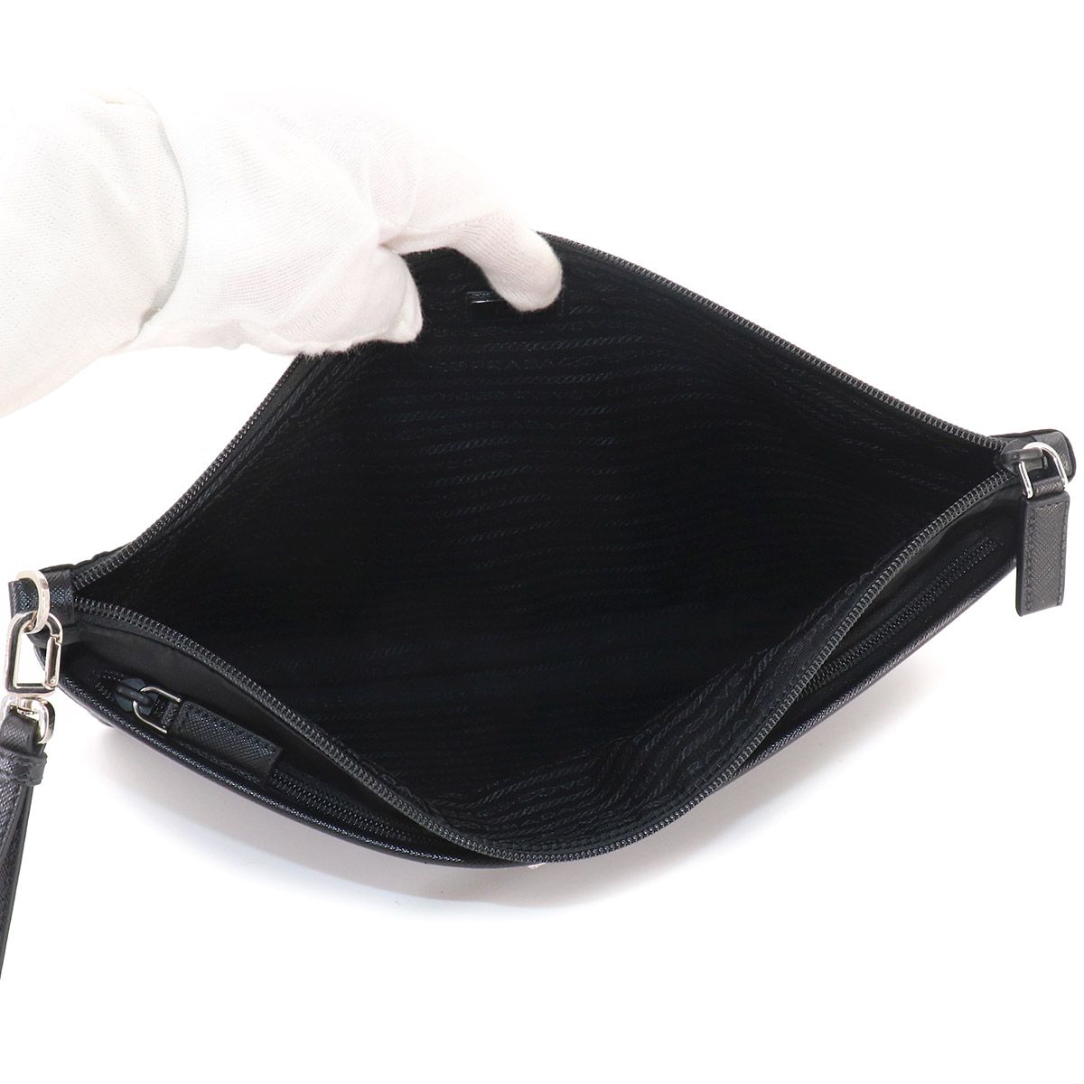 Prada Clutch Nylon Saffiano Leather Black — view 6