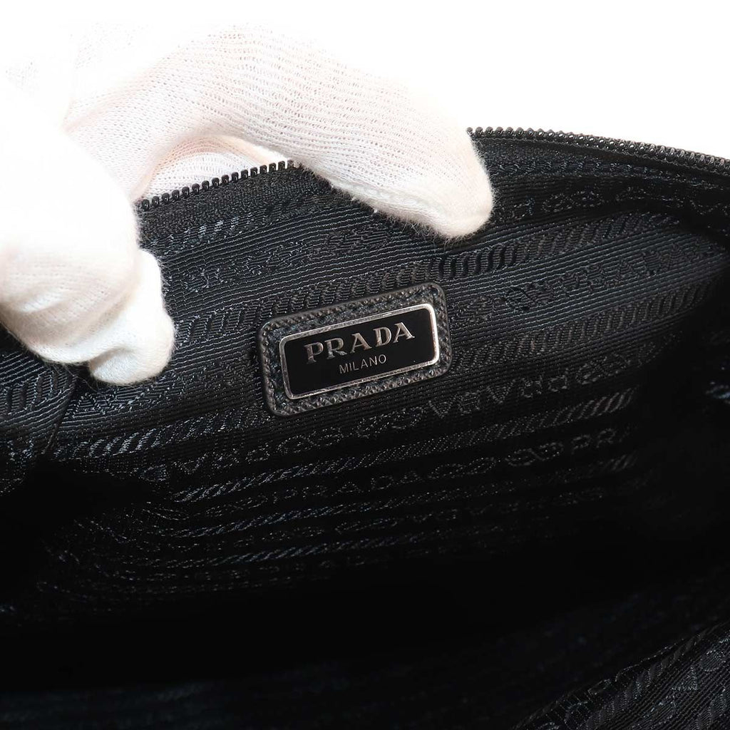 Prada Clutch Nylon Saffiano Leather Black — view 7