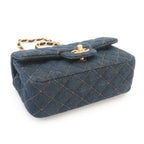 Chanel Mini Quilted Classic Chain Shoulder Bag Denim Dark Blue Gold — view 4