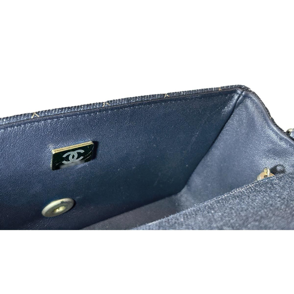 Chanel Mini Quilted Classic Chain Shoulder Bag Denim Dark Blue Gold — view 9