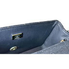 Chanel Mini Quilted Classic Chain Shoulder Bag Denim Dark Blue Gold — view 9