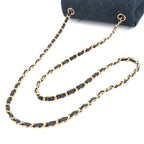 Chanel Mini Quilted Classic Chain Shoulder Bag Denim Dark Blue Gold — view 5